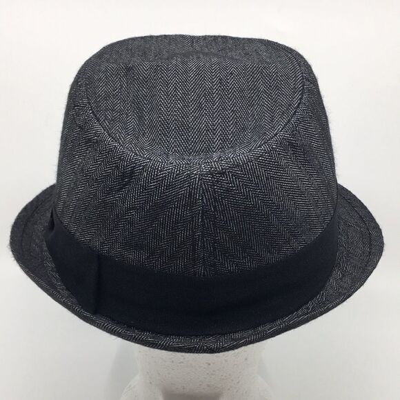 All American Stetson fedora hat black and gray chevron polyester Sz Small/Medium - Picture 8 of 16